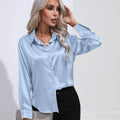 Women Blouse & Shirt "Autumn Casual Women's Blouses Elegant Satin Multicolor Basic Slim Shirt"