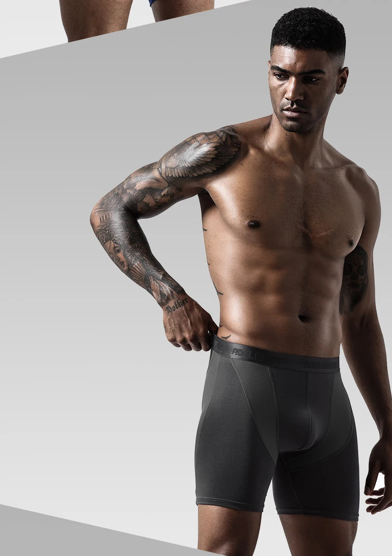 Men Long Performance Mesh Long-Leg Boxer Briefs / 3pcs