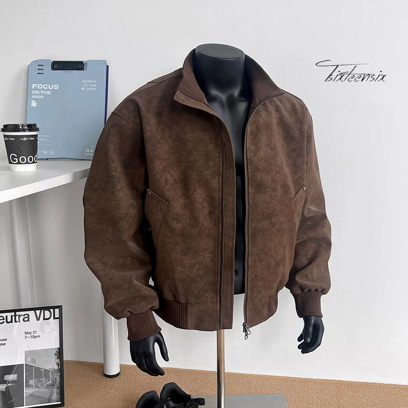 Men Leather Jacket"ashionable motorcycle bomber men's jacket"