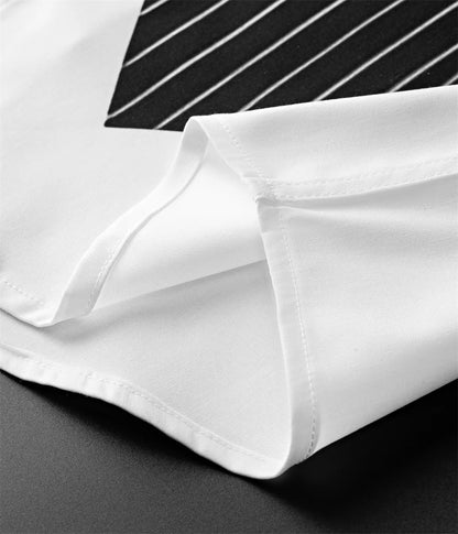 Men's shirt fake two-piece British style shirt slim fit business casual long-sleeved shirt social gathering uniform fashion 2024