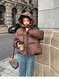 Women Coat & Jacket "FSMG Fashion Solid Parkas Downcotton-padded Hooded Coat Women's Cropped Cotton Puffer Jacket"