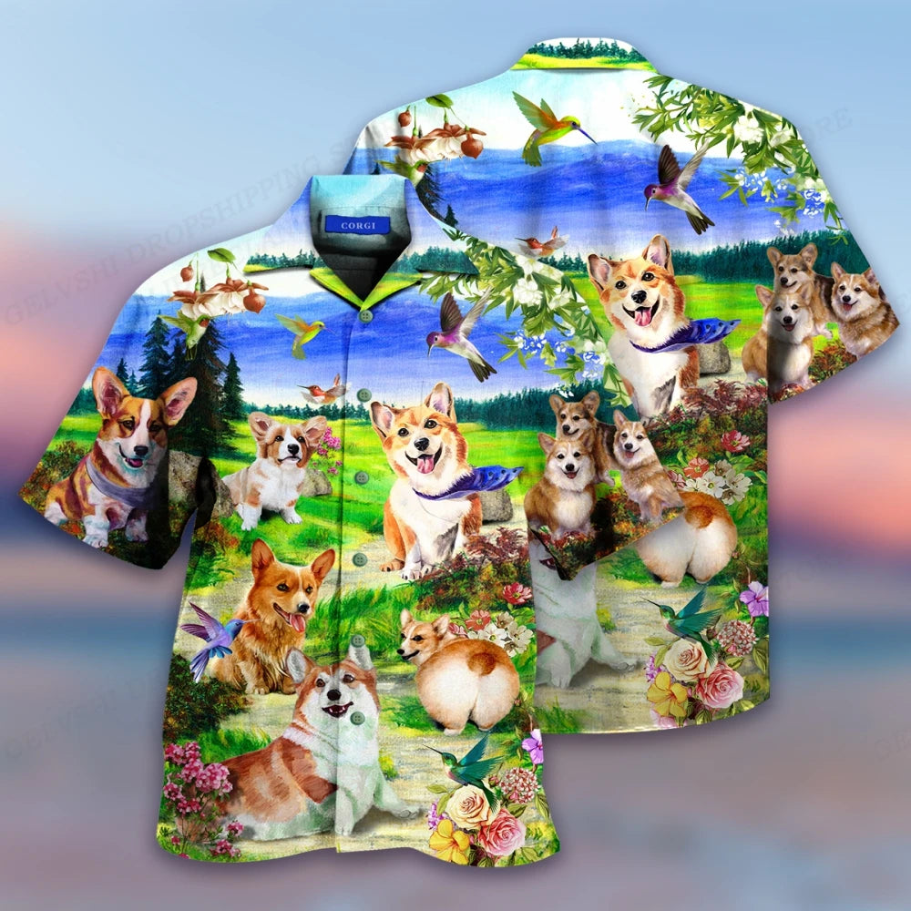 Men's Shirt Vocation Bus 3d Print Shirt Men Fashion Shirts Single-Breasted Short Sleeve Hawaiian Shirt Beach Dart Blouse Clothes