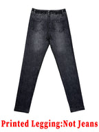 Women Jeans "Printed Leggings - Non-Denim Fabric, Full Faux Denim Printed Leggings"