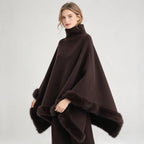 Women Coat & Jacket "LIMO Women High Neck Cape Coat Faux Fur Trim Poncho"