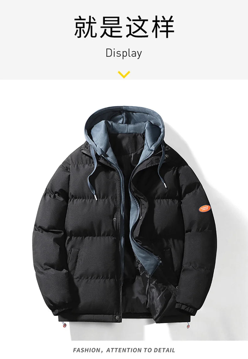 Men Down Coat"fake two-piece hooded coat"