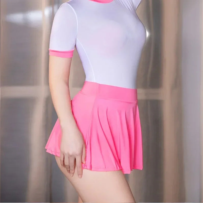 Women Skirt "Women Pleated Skirts Thin Mini Short See Through High Waist Christmas red Black"
