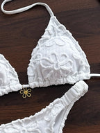 Women Bikini "2026 Flower Embroidery Halter Bikini Women Swimwear Female Swimsuit"