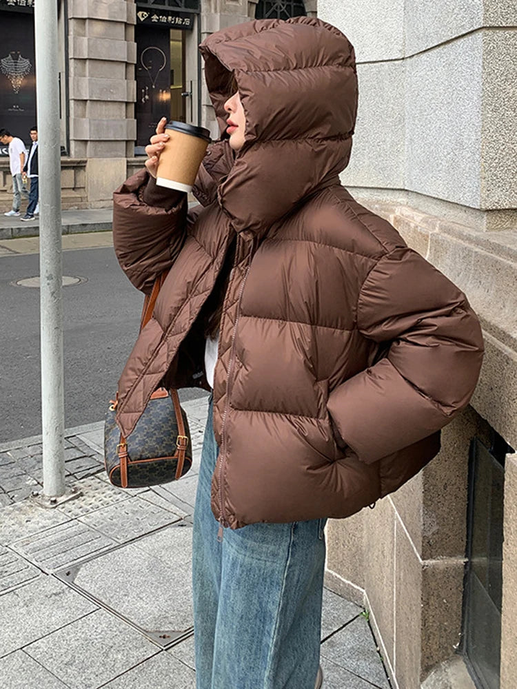 Women Coat & Jacket "FSMG Fashion Solid Parkas Downcotton-padded Hooded Coat Women's Cropped Cotton Puffer Jacket"