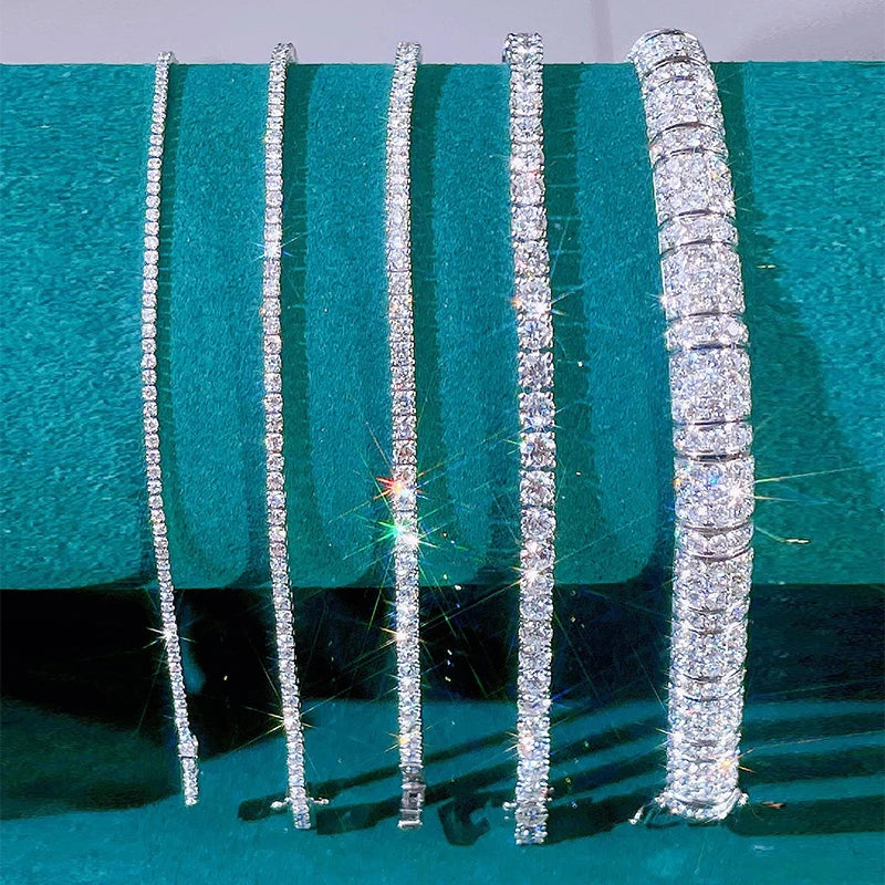 Unisex Jewelry & Accessory "3mm 4mm D Color Moissanite Tennis Bracelet Full Diamond GRA 925 Sterling Silver Wedding Jewelry Bracelets"