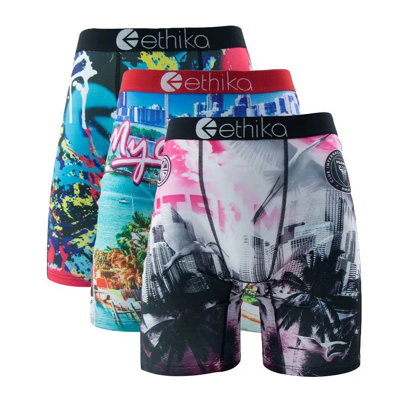 Men Long Underwear - ETHIKA Men Boxers Breathable / 3pcs