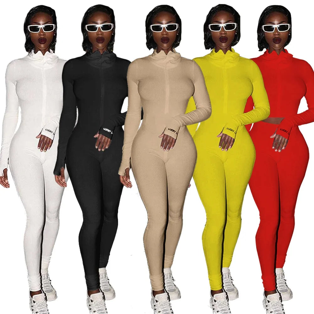 Women Jump Suit "Fashion Workout Active Wear Ribbed Rompers Womens Jumpsuit With Zipper"