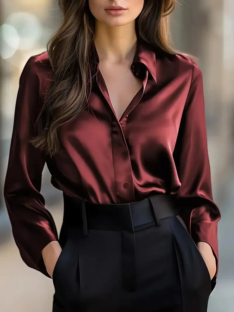 Women Blouse & Shirt "Spring and Autumn Women's Lapel Shirt"