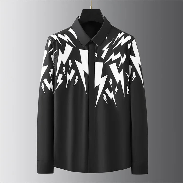 Men's shirt fake two-piece British style shirt slim fit business casual long-sleeved shirt social gathering uniform fashion 2024