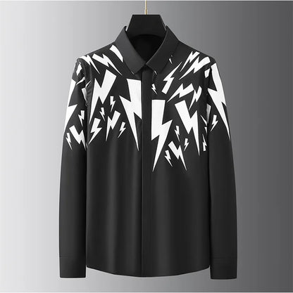 Men's shirt fake two-piece British style shirt slim fit business casual long-sleeved shirt social gathering uniform fashion 2024