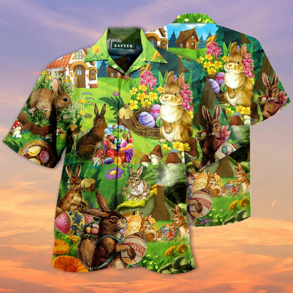 Men's Shirt Vocation Bus 3d Print Shirt Men Fashion Shirts Single-Breasted Short Sleeve Hawaiian Shirt Beach Dart Blouse Clothes