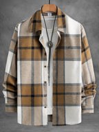 Men Shirt "Vintage Caramel Plaid Flannel"