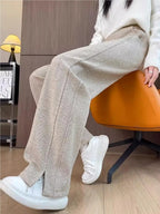 Women Trouser "Thickened Woolen Straight Leg Pants Women's High Waist Wide Leg Narrow Version Winter Autumn Fleece Lined Trousers Casual Pants"