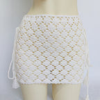 Women Cover "High Quality Bikini Cover Up Mini Skirt Beach Skirt Hollow Hand Made"