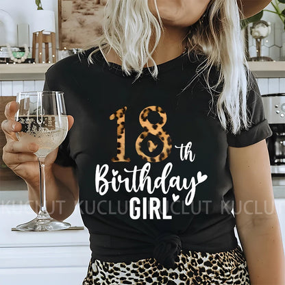 Chapter 18th Tshirt Female Tops Fashion Leopard Graphic Print Women T-Shirt Birthday Girls Party Tee Harajuku Short Sleeve Shirt