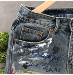 Men Short "Jeans Hip Hop Ripped Multi Color Male Denim Shorts Graphic Harajuku"