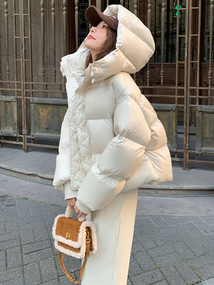 Women Coat & Jacket "FSMG Fashion Solid Parkas Downcotton-padded Hooded Coat Women's Cropped Cotton Puffer Jacket"