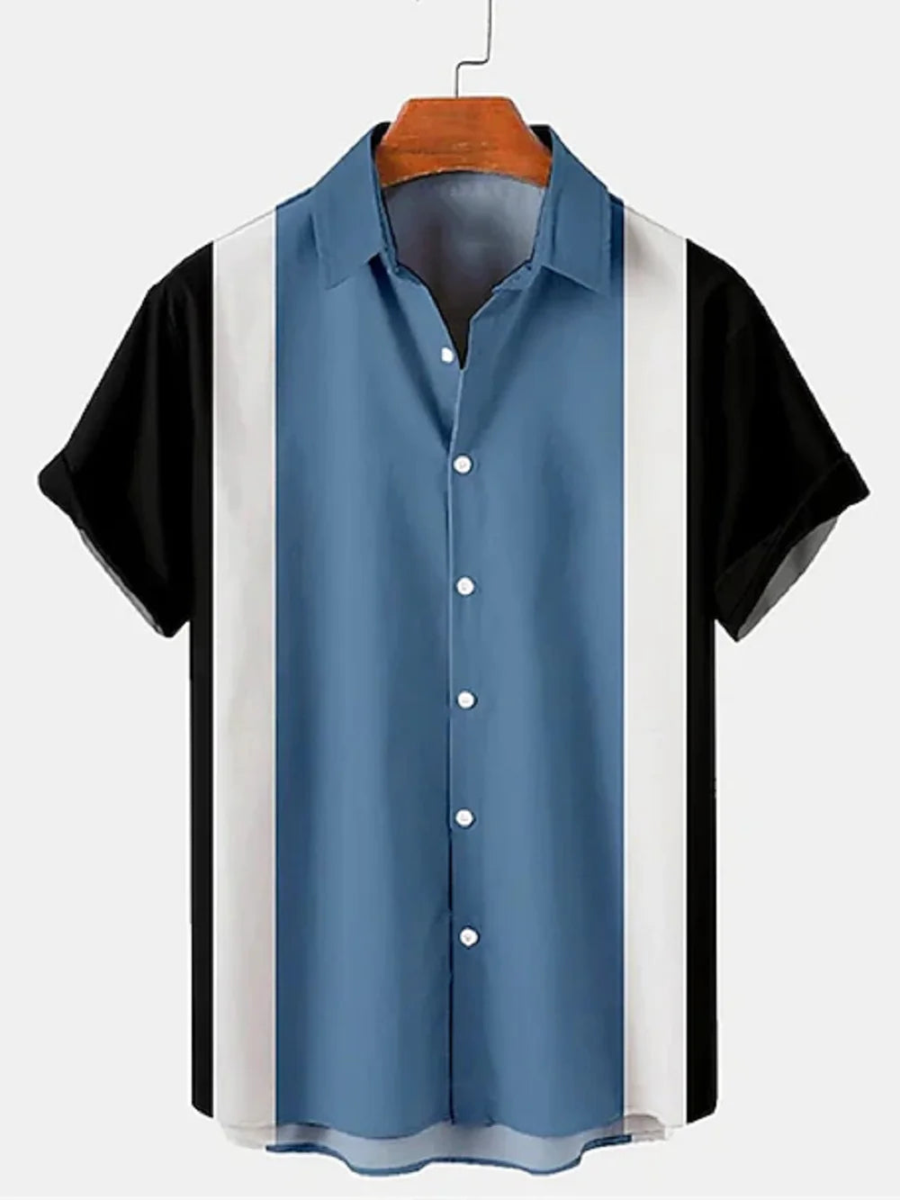 Summer Hawaiian Casual Shirt Stripe Print Lapel Top Fashion Street Short Sleeve Men's Shirt Oversized Male Clothing