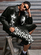 Men Short"Denim Jorts Summer Streetwear Print Baggy Wide"
