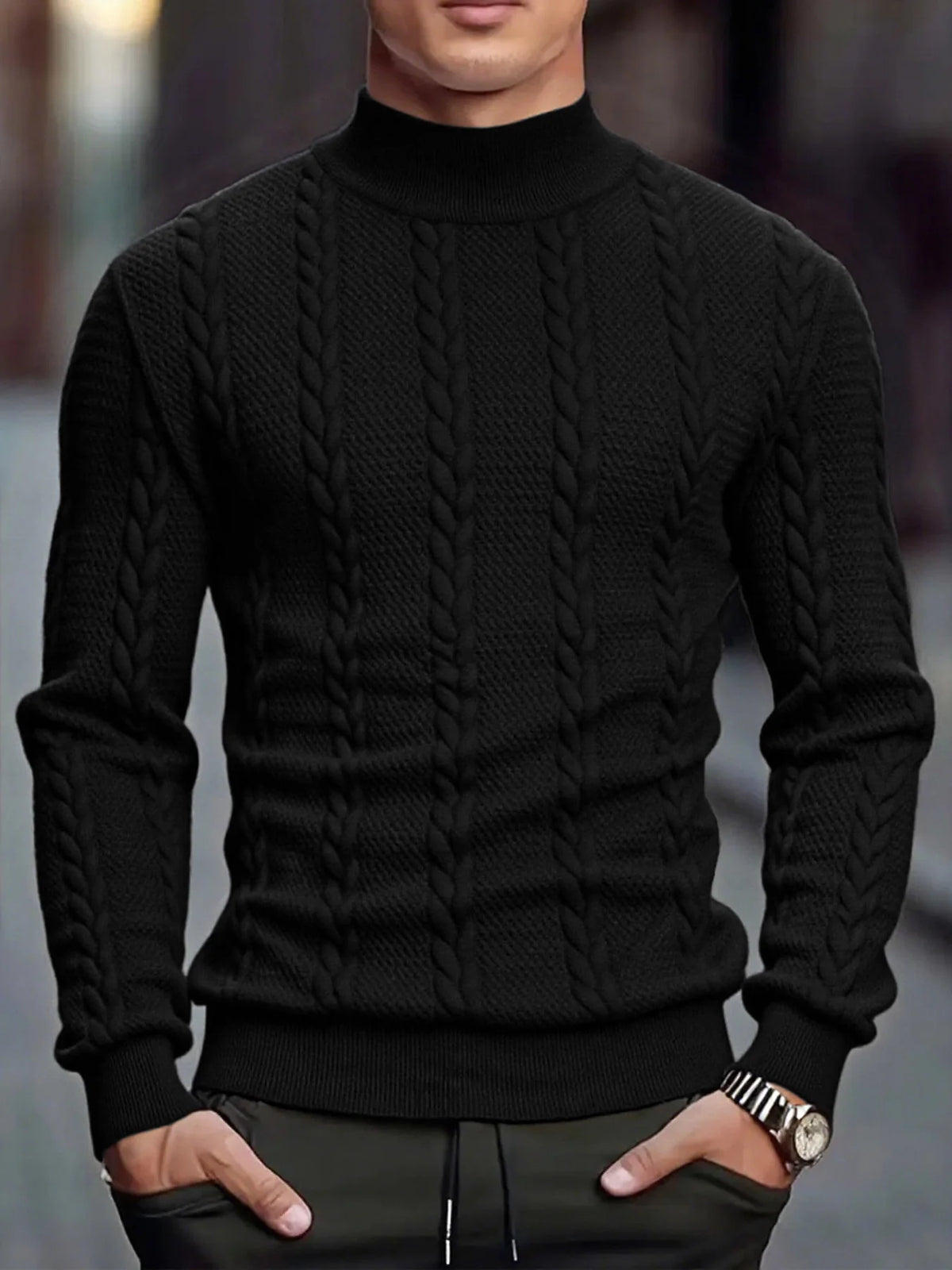 Men Sweater "Casual Vintage Twist Knitwear Sweater Tops Winter Solid Color Slim"