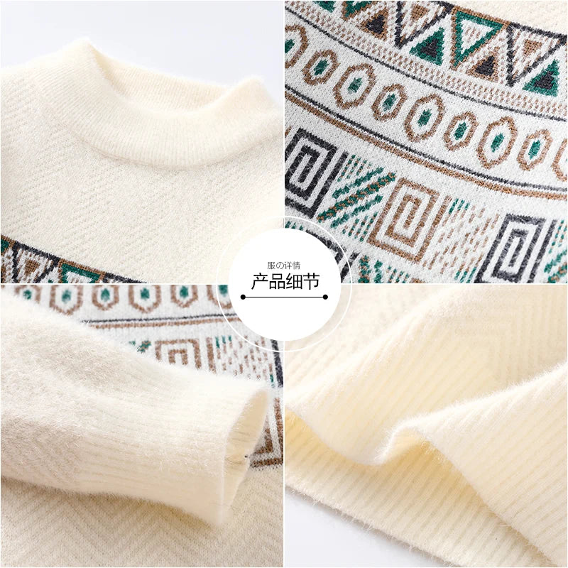 Men Sweater "Fashion stripe pattern Sweaters 2024 Autumn/Winter Loose Knittwear"