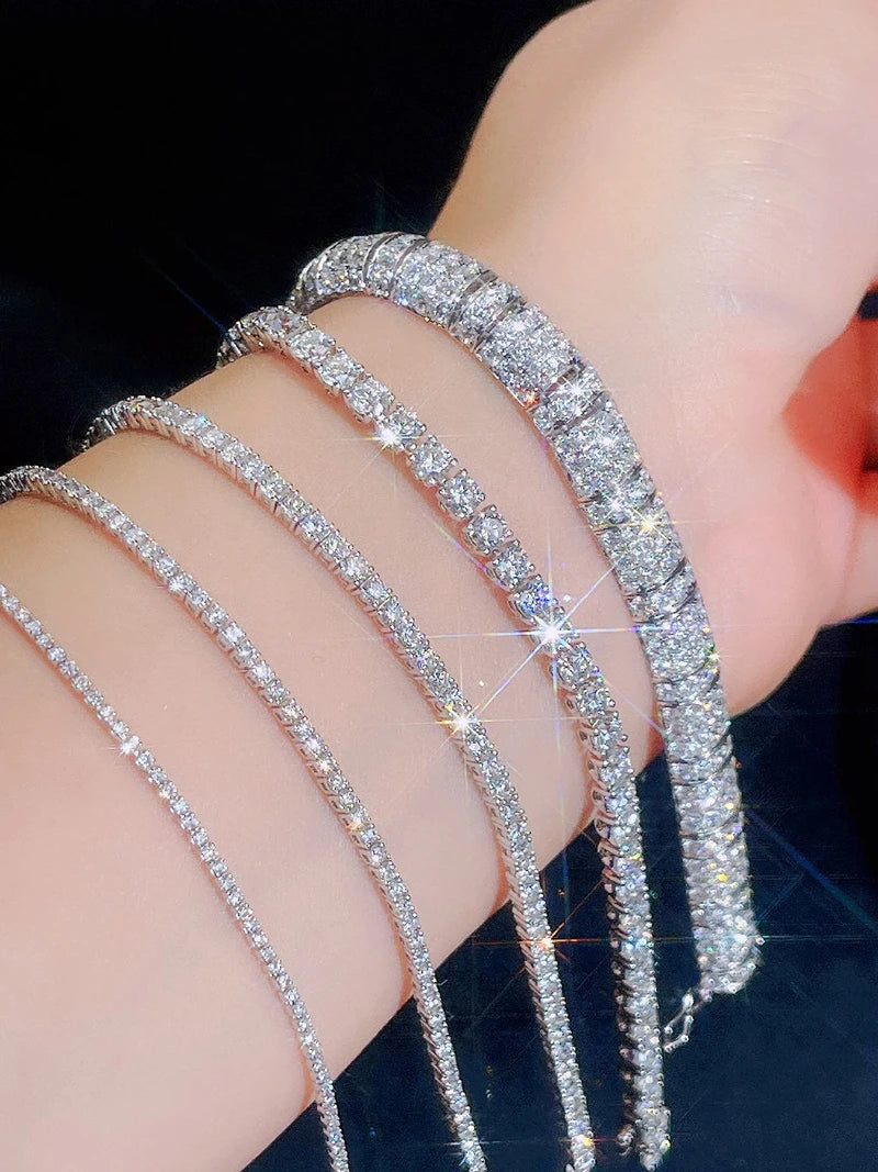 Unisex Jewelry & Accessory "3mm 4mm D Color Moissanite Tennis Bracelet Full Diamond GRA 925 Sterling Silver Wedding Jewelry Bracelets"