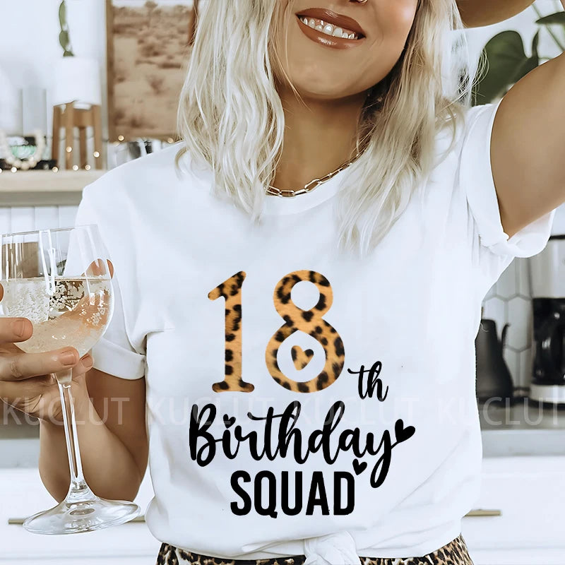 Chapter 18th Tshirt Female Tops Fashion Leopard Graphic Print Women T-Shirt Birthday Girls Party Tee Harajuku Short Sleeve Shirt