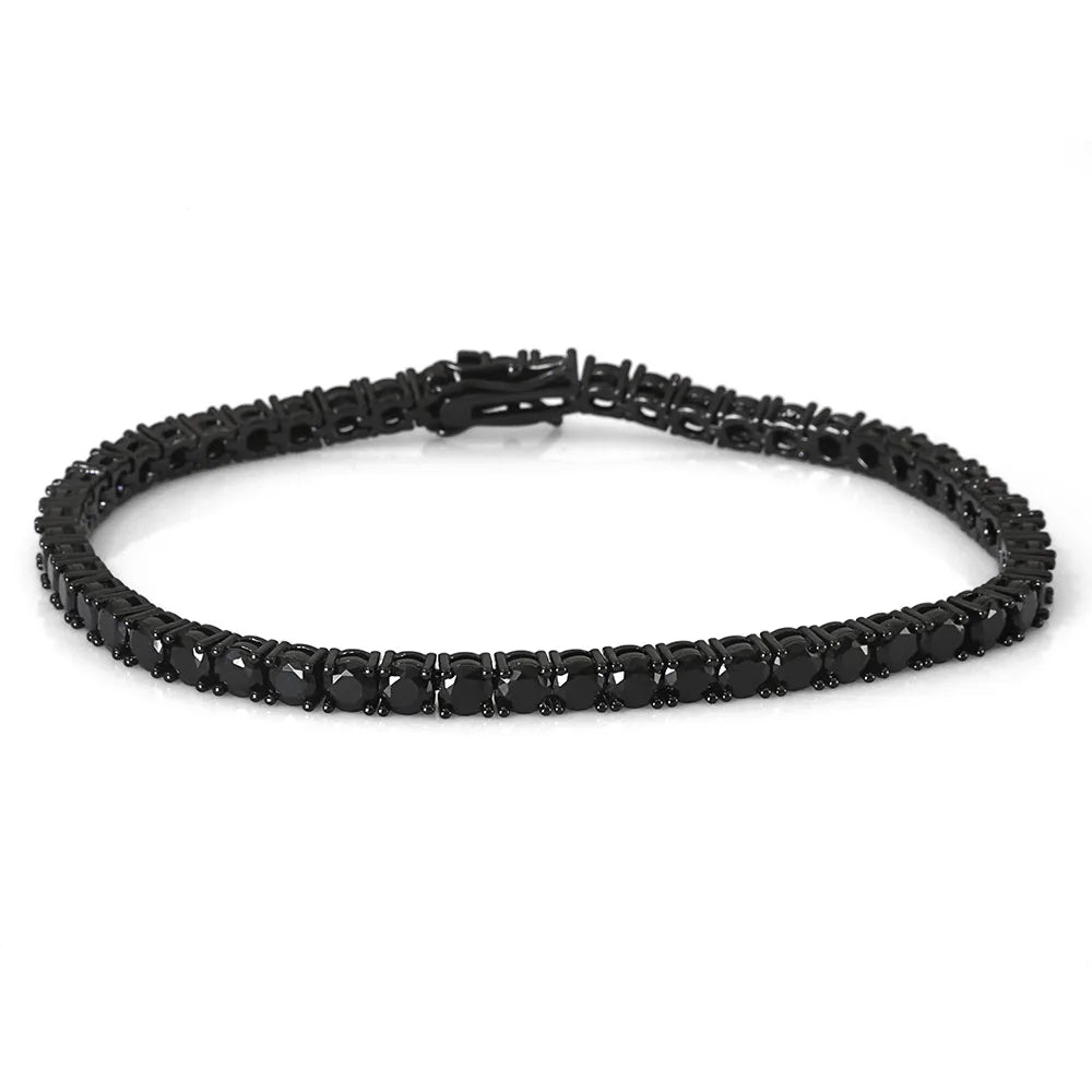 Unisex Jewelry & Accessories "Black CZ Tennis Chain Bracelet Hip Hop Black Ice Plated Tennis Bracelet Men and Women"
