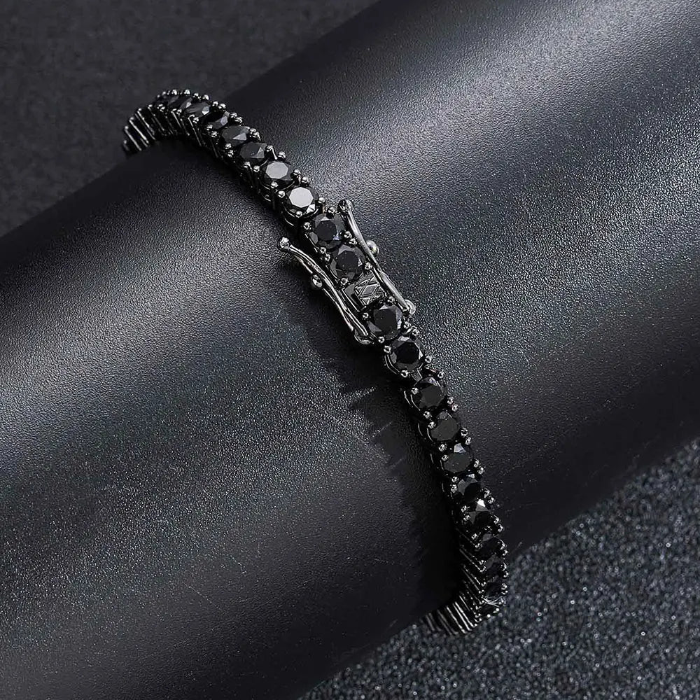 Unisex Jewelry & Accessories "Black CZ Tennis Chain Bracelet Hip Hop Black Ice Plated Tennis Bracelet Men and Women"