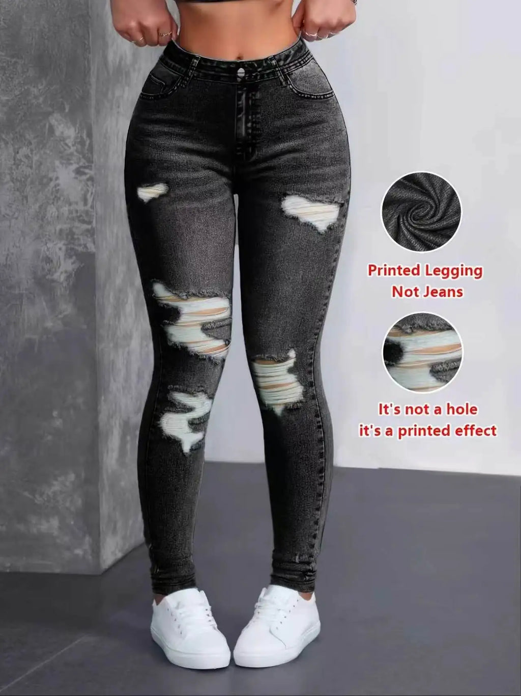 Women Jeans "Printed Leggings - Non-Denim Fabric, Full Faux Denim Printed Leggings"