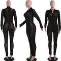 Women Jump Suit "Flocking Leopard Night Party Rompers Womens Jumpsuit"