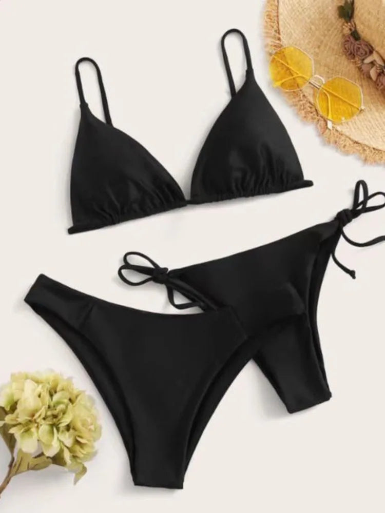 Women Bikini "3 Pieces Bikini Set Women Push Up Swimsuit with 2 Bottoms Low & Mid Waist Adjustable Straps"