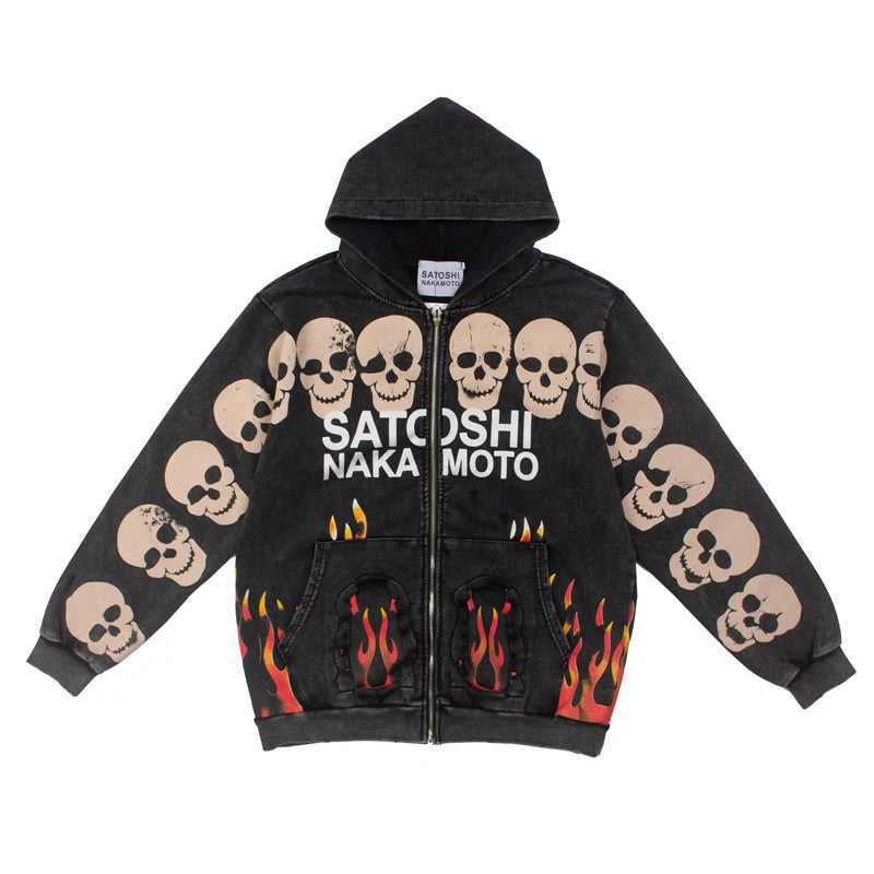 Men Hoodie Sweatshirt "SATOSHI NAKAMOTO Vintage With Wood"