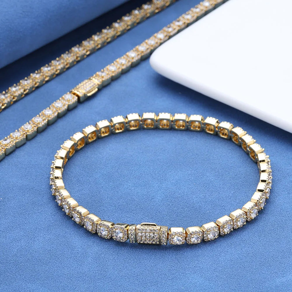 Unisex Jewelry & Accessories "HHIOK Hip Hop Style 5/7mm Iced Tennis Chain 18K Gold Plated 5A Cubic Zirconia Fashion Exquisite Bracelet"