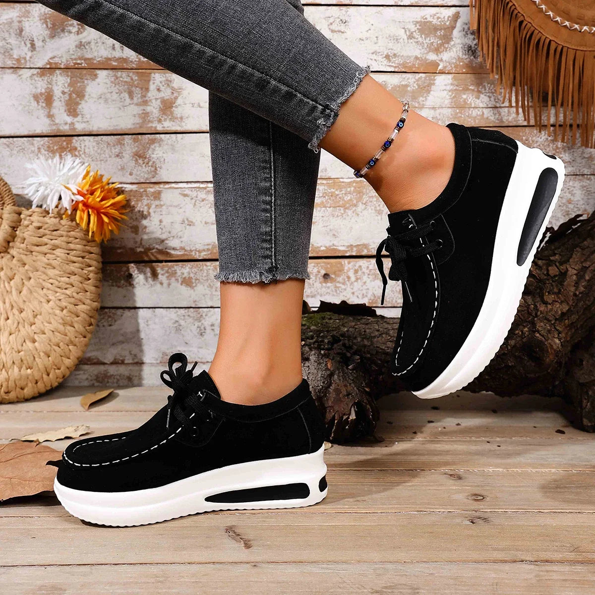 Women Sneakers "Women Running Shoes Outdoor Breathable Lace-up Thick Bottom"