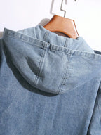 Men Denim Top"Baggy Men Hooded Denim Jacket Zip Up Loose Fit Jean Coat"