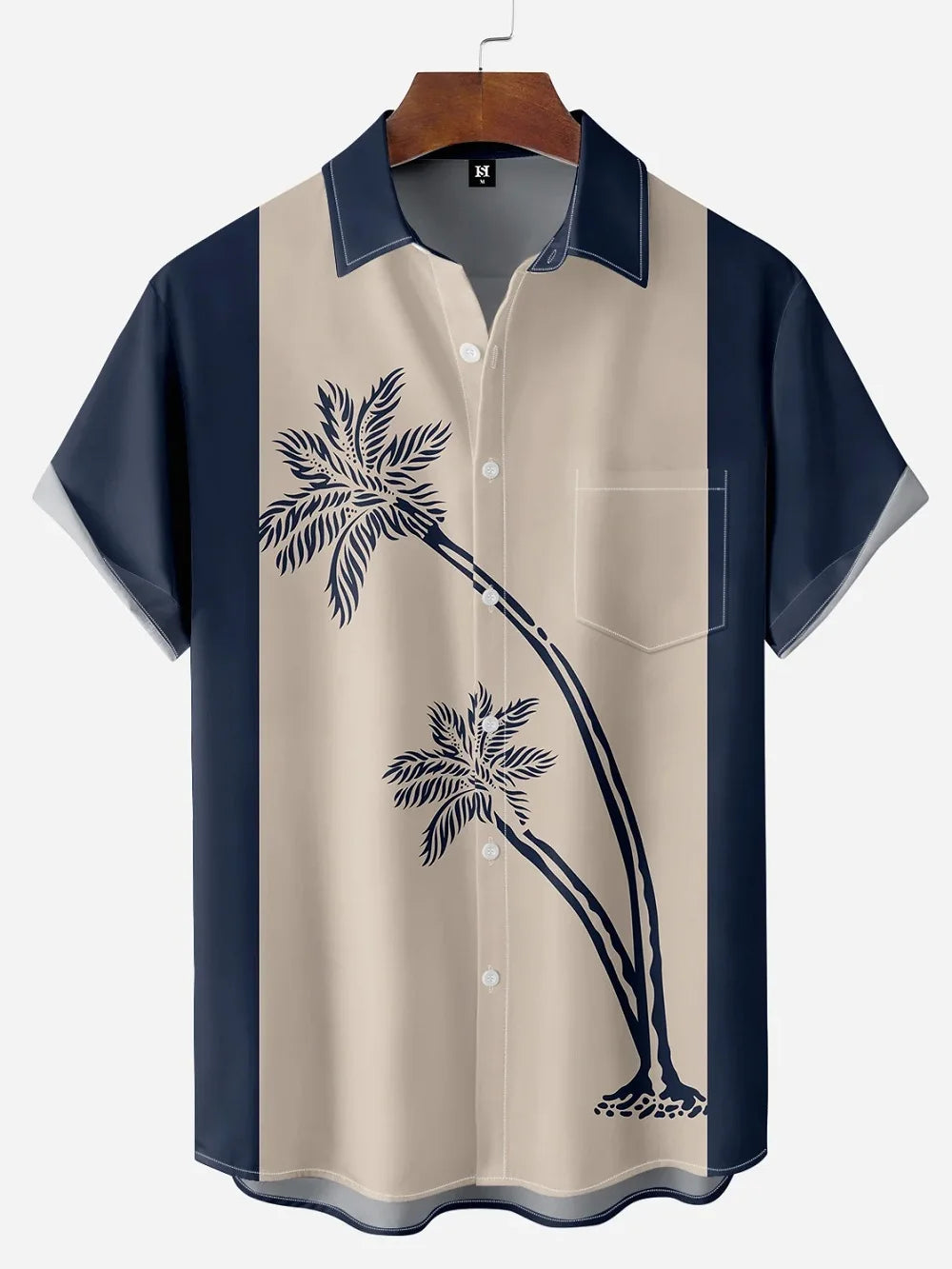 Summer Hawaiian Casual Shirt Stripe Print Lapel Top Fashion Street Short Sleeve Men's Shirt Oversized Male Clothing