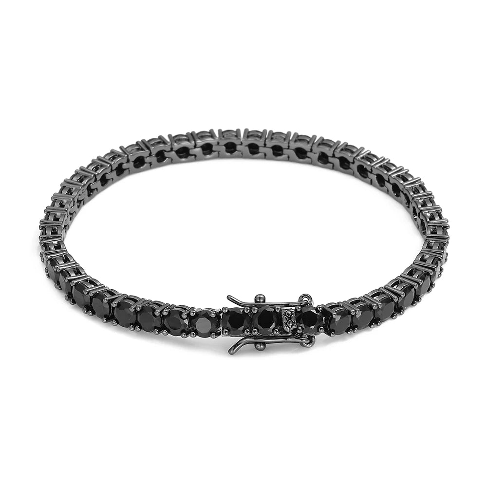 Unisex Jewelry & Accessories "Black CZ Tennis Chain Bracelet Hip Hop Black Ice Plated Tennis Bracelet Men and Women"