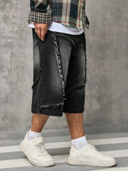 Men Short "Vintage Distressed Denim Three-Quarter Capri"