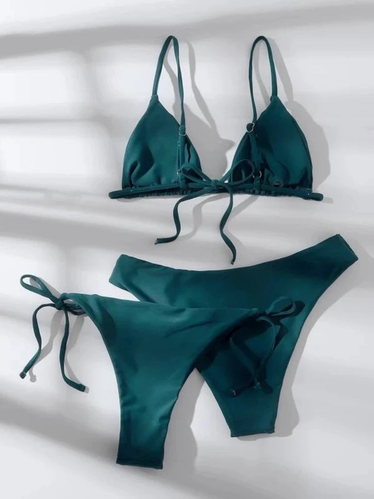 Women Bikini "3 Pieces Bikini Set Women Push Up Swimsuit with 2 Bottoms Low & Mid Waist Adjustable Straps"