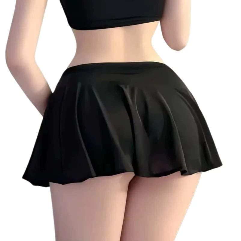 Women Skirt "Women Pleated Skirts Thin Mini Short See Through High Waist Christmas red Black"