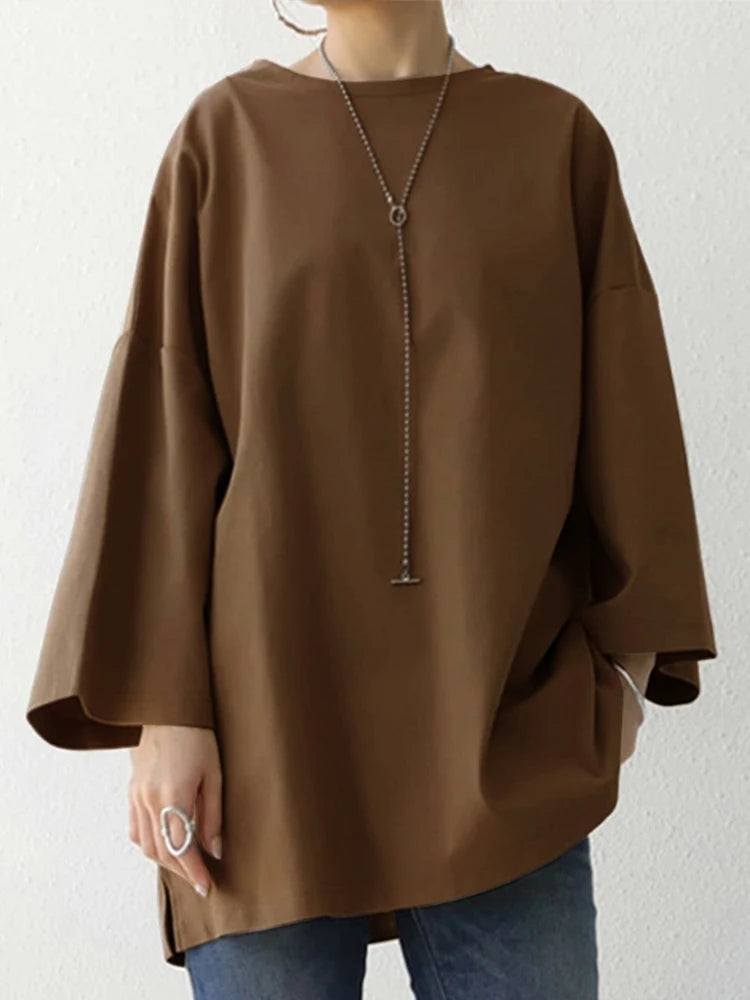 Women Blouse & Shirt "ZANZEA Women Blouses Casual Loose Long Flare Sleeve Solid Color Blusas Mujer"