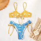 Women Bikini "Swimwear Woman 2026 Bikini Floral Print Sleeveless Top Bikinis Tie Side"