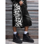 Men Short"Denim Jorts Summer Streetwear Print Baggy Wide"