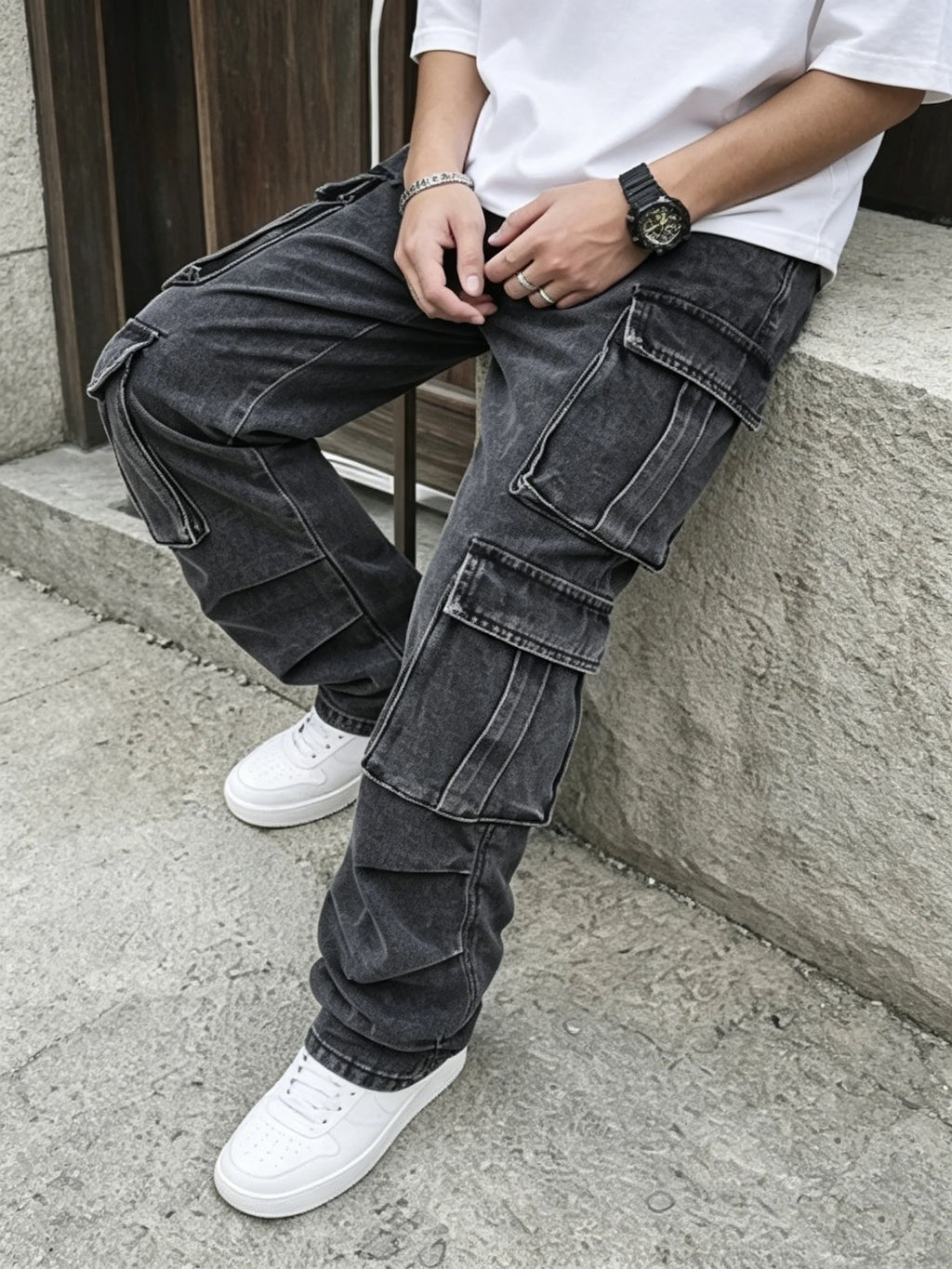 Men Cargo Pants " Baggy Cargo Denim Jeans"