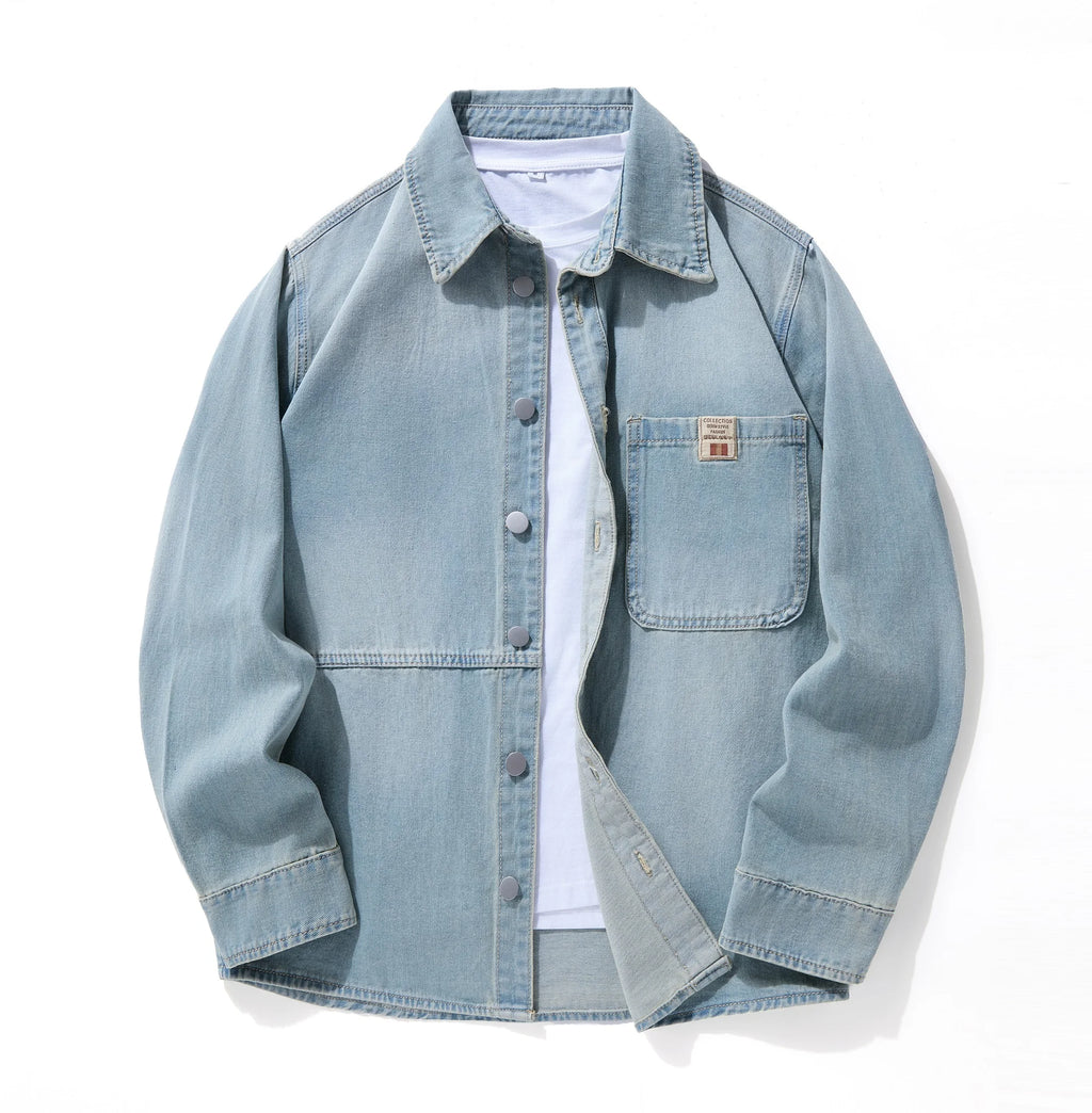 Men Denim Top"Casual Denim Shirt Jacket Classic Button Up Workwear"